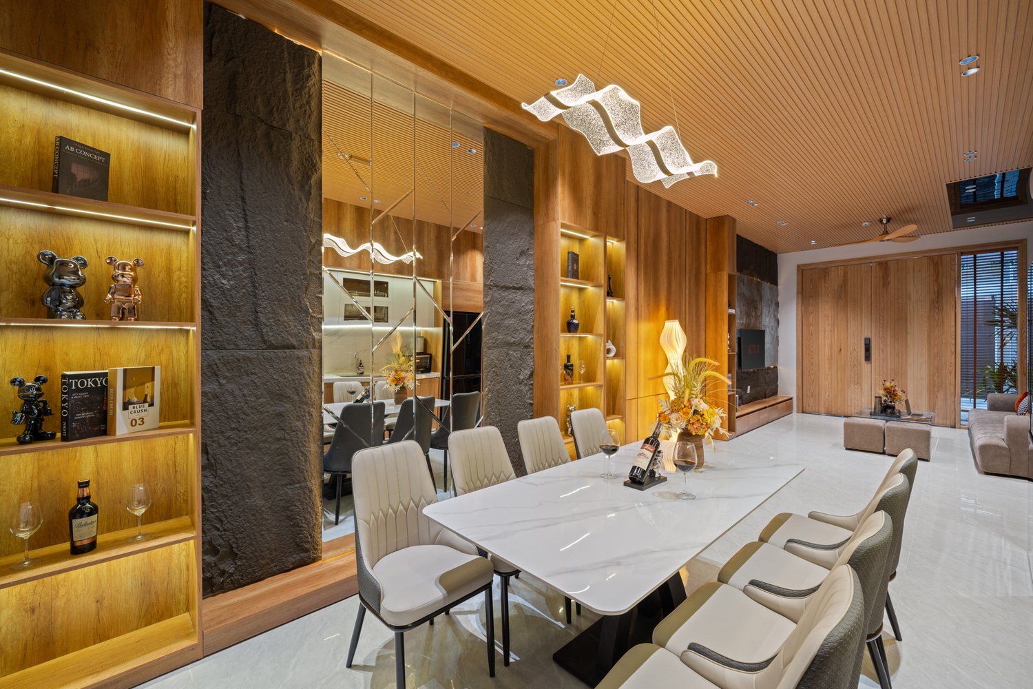 NtoM Villa Da Nang - Chi tiết nội thất — sự cân bằng giữa ánh sáng tự nhiên và ánh sáng bổ sung